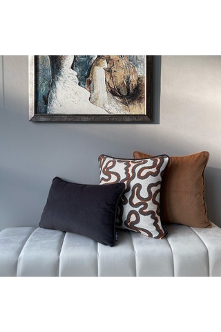 "loop" Dokulu Desenli Kırlent - 45x45 Kiremit - Gri