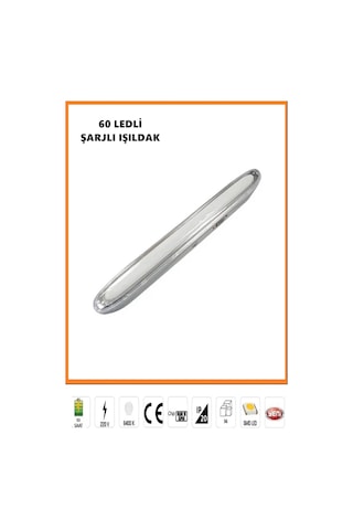 Şarjlı Işıldak 60 Ledli 6W Tuna Şarjlı Led Işıldak Kamp Lambası Beyaz