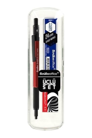 Scrikss X Color Versatil Kalem+Silgi+Uç 0,7 Kırmızı 3 Lü Set