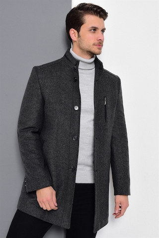 Plt8386 Dewberry Erkek Palto-desenli Antrasit