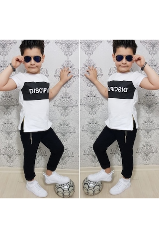 Turuncu Gardrop Fermuar Detay Tişört Ve Kot Pantolon Takım Çok Renkli