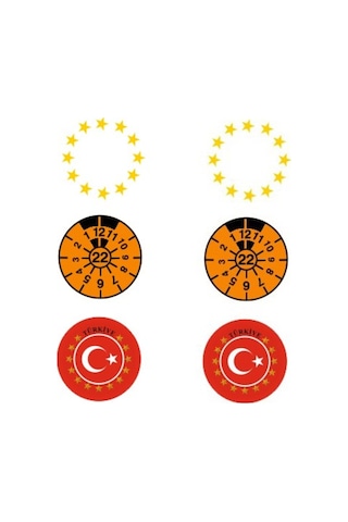 Appcity 6'Lı Plaka Pul Seti , Avrupa Birliği Yıldız Sticker ,
