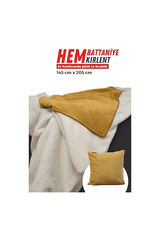 Xpermate Tv Battaniye Yastık Kırlent Wellsoft Battaniye Yolculuk Uçak Yastığı 145 x 205