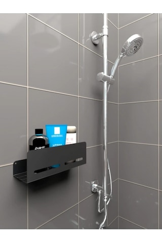 Modern, Estetik Ve Minimalist Tasarım Metal Duş Rafı Paslanmaz Modern Metal Duş Rafı Siyah Siyah