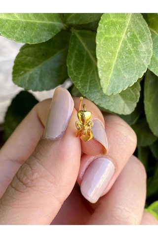 14 Ayar Altın Sallantılı Kalpli Halka Hızma Sarı