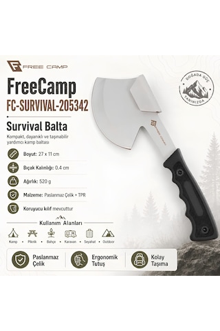 Freecamp Fc-survıval-205342 Paslanmaz Çelik Survival Balta Çok Renkli