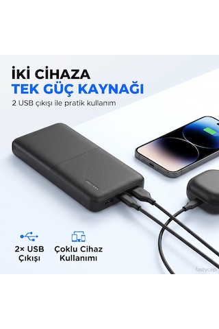 Buradabulabilirsin Snapmax Snp-3008 Siyah 10.000 Mah Powerbank 2x Usb Çıkışlı 1 Type-c Ve 1 Micro Girişli Bbz