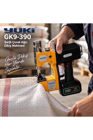 Yuki Çuval Ağzı Dikiş Makinesi Taşınabilir Şarjlı Batarya Gk9-390 2600 Mah 50 Hz / 60 Hz