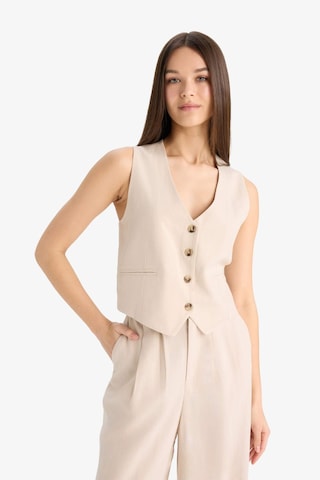 DeFacto V Yaka Keten Karışımlı Blazer Yelek E6209AX25SPBG286 Bej