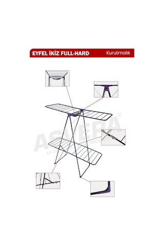 Asvera Eyfel İkiz Full-hard Çamaşır Kurutmalık Antrasit