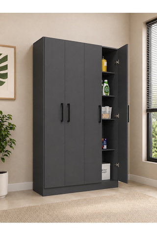 Kelvin Çok Amaçlı Dolap,10 Raflı, 2 Kapaklı Mutfak Dolabı Kiler Dolabı Banyo Dolabı Antrasit Kelvin Çok Amaçlı Dolap,10 Raflı, 2 Kapaklı Mutfak Dolabı Kiler Dolabı Banyo Dolabı Antrasit