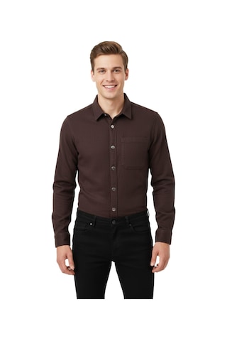 Erkek Spor Silim Fit Kanvas Tek Cepli Gömlek Bgl-st04955 Kahverengi