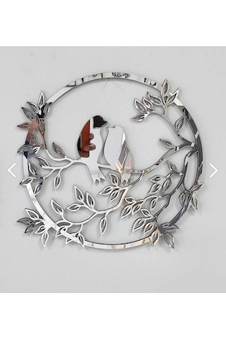 Serçe Mdf Üzeri Gümüş Pleksi Duvar Dekorasyon Lazer Kesim 30x30cm