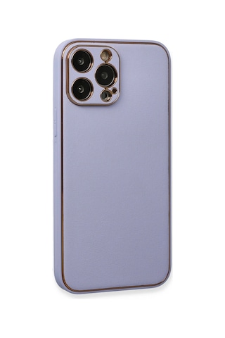Newface Apple iPhone Uyumlu 13 Pro Kılıf Coco Deri Silikon Kapak - Semeglbl - 6 Açık Lila