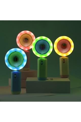 Ledli Mini Fan Şarj Edilebilir El Fanı Vantilatör - Mavi Karpuz
