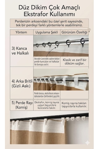 Keten Fonluk Perde Rüstik Ve Kornişe Uygun Düz Dikim Gri-melanj
