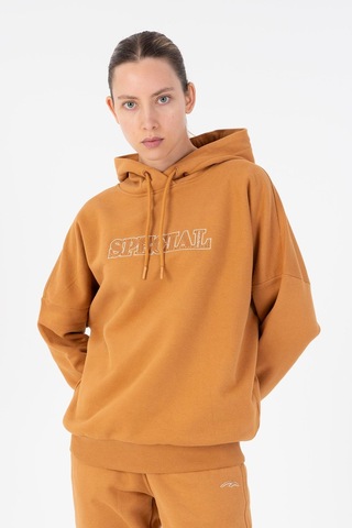 Maraton Oversize Kadın Bisiklet Yaka Karamel Sweatshirt Karamel