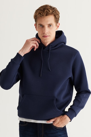 Ac&Co / Altınyıldız Classics Standart Fit Normal Kesim Kapüşonlu Kanguru Cepli Pamuklu Erkek Sweatshirt - Lacivert