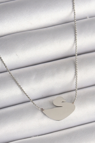 316l Çelik Gümüş Renk Zincir Kuğu Model Kadın Kolye Eb-bko9872 Çok Renkli