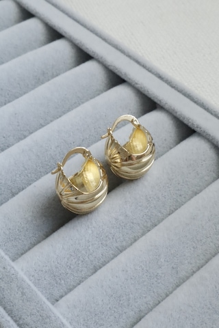 Kadın Küpe Kararmaz 14k Renk Vip Seri Top Koza Model 2cm Küpe Altın