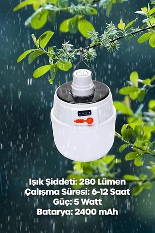 Şarjlı Solarlı Kamp Lambası 5 Modlu Orta-yüksek Işık Sos Askılı Işıldak Kamp El Feneri 47724 Genel