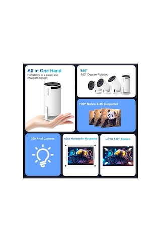 Ambition Projektör Hy300 Pro 4k Android 11 Çift Wifi6 260ansı A