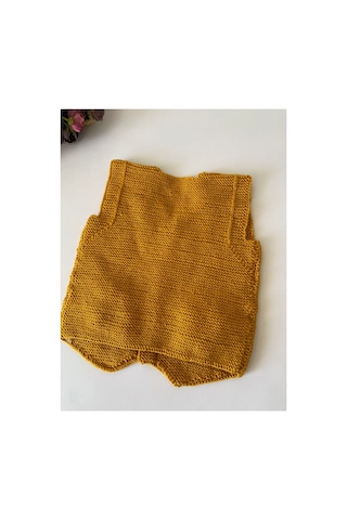 Adenya Sepeti El Örgüsü Aslan Figürlü Bebek Yeleği Handmade Hardal