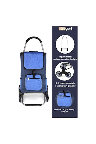 Sessiz 3 Tekerlekli Pazar Arabası Su Geçirmez, Fermuarlı Çantalı