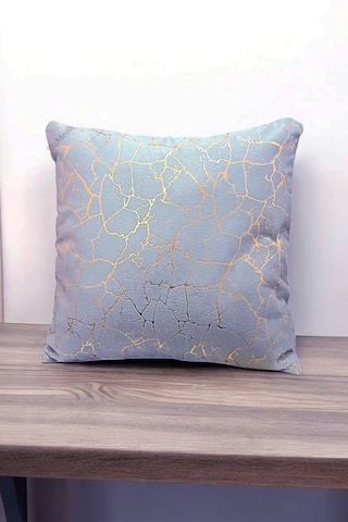 Soho Kumaş Altın Varak Desenli Dekoratif 4'lü Kırlent Yastık Kılıfı Seti 42 x 42  CM Açık Gri