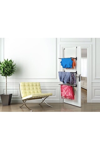 Biricik 3 Katlı Kapı Arkası Alüminyum Çamaşır Kurutmalık Siyah