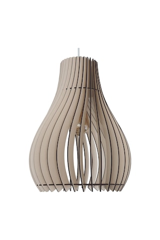 Vialux Modern Ahşap Bohem Rustik Avize Tekli Sarkıt Lamba Bej Bej