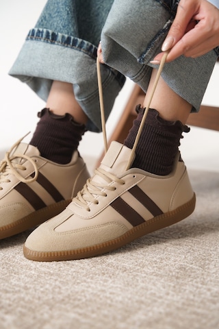 Daxtors Garantili Agnus Günlük Ortopedik Kadın Sneaker Spor Ayakkabı Bej