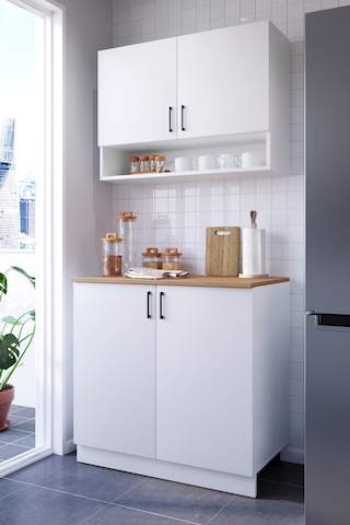 Pine Mutfak Dolabı Alt Üst Modül 90 Cm Tezgah Dahil Beyaz