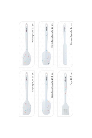 Valletta Drongo 6'li Spatula Set Beyaz Renkli Noktalı Genel