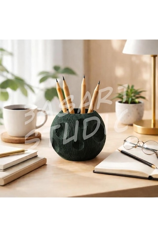 Minimalist Beyaz Kalemlik - Estetik Çalışma Masası Aksesuarı 3d Tasarım