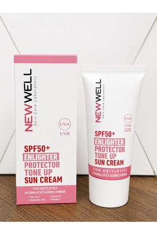 New Well Spf50+ Enlighter Protector Tone Up Sun Cream 50 Ml Ton Eşitleyici Aydınlatıcı Güneş Kremi Uva Uvb & Nemlendirici Etkili