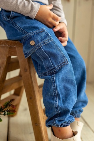 Oliven The Kid Oliventhekid Unisex Kot Kargo Pantolon Mavi Mavi