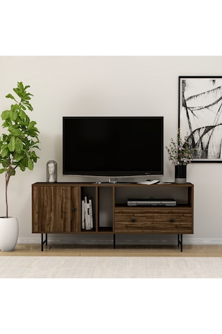 İnarch Dizayn T002 Kapaklı Çekmeceli Tv Sehpası Sandık Ceviz
