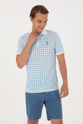 U.S. Polo Assn. Erkek Regular Fit Polo Yaka Turkuaz Desenli Tişört 50299672-VR093