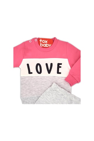 Toxtoys (2 Parça) Love Baskılı Ikiip Fuşya Kız Ikili Takım (3,6,9 Ay)