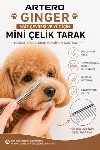 Artero Ginger Ağız Çevresi Ve Yüz İçin Mini Köpek Tarağı