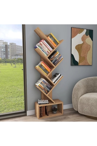 Reyo Home Enda Erine 8 Raflı Zikzak Kitaplık Atlantik Çam