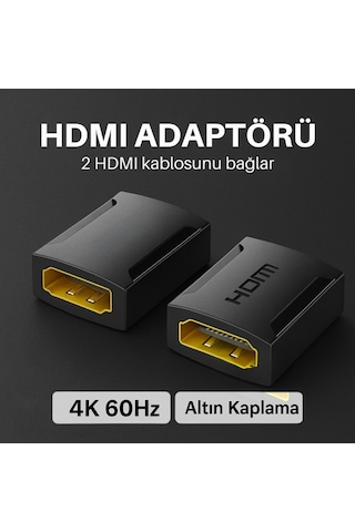 Polham 4k 60hz Altın Kaplama Hdmı Adaptörü 2 Hdmı Kablosunu Bağlar Dayanıklı & Yüksek Performans