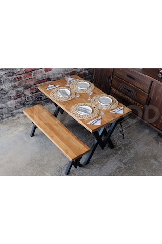 Masif Ahşap Laurus Sulamalı Yemek Masası 8 Kişilik 85 x 220 x 76cm