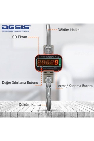 Desis Ocs-a Dijital Vinç Baskülü - Hassasiyet 5 KG. Max 10 Ton