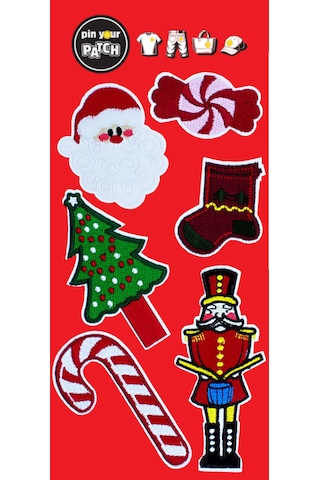 Pin Your Patch New Year Christmas Yeni Yıl Patch Set Patch Yama Seti Şarap Kırmızı
