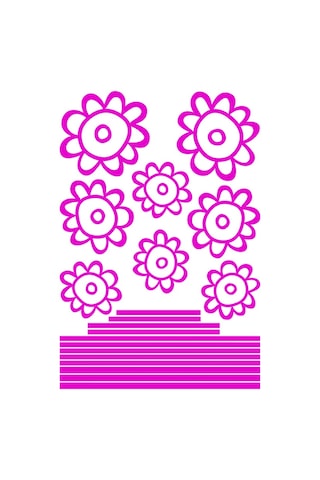 Sıa Duvar Süsü Sticker Pembe Papatyalı Şeffaf Filmli Pvc