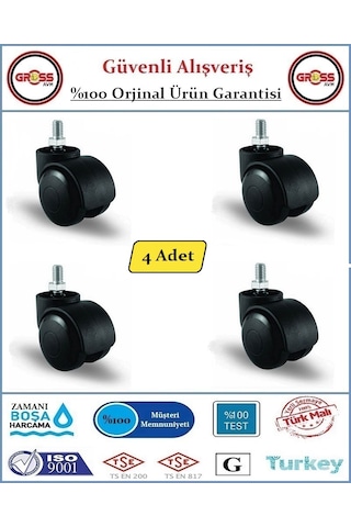 Ofis Koltuk Mobilya Tekerleği - M10 Civatalı Tekerlek - 4 Adet