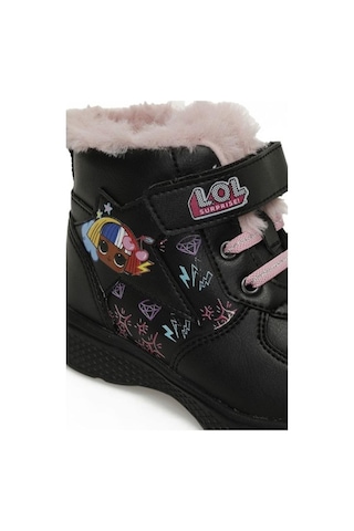 Lol Nepha Siyah Cırtlı Kürklü Fermuarlı Kız Çocuk Bot Siyah