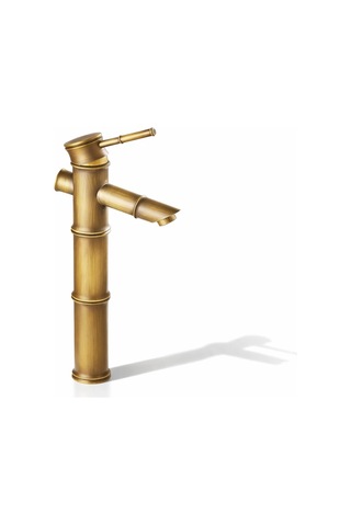 Viosa Eskitme Bambu Çanak Lavabo Bataryası Çanak Lavabo Uyumlu Antik Gold Pirinç Musluk Siyah
